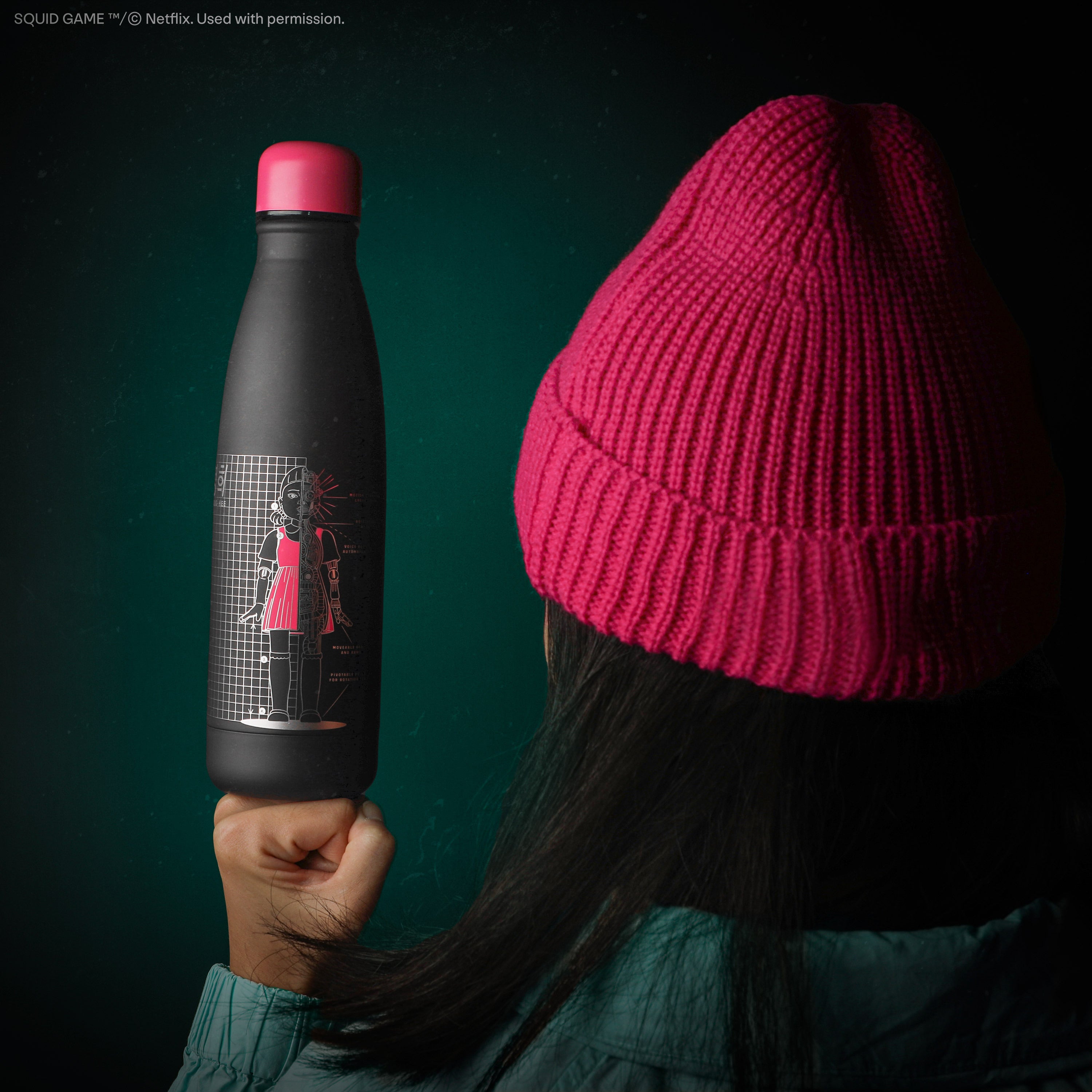 魷魚遊戲保溫水瓶 - 英熙藍圖 (黑)